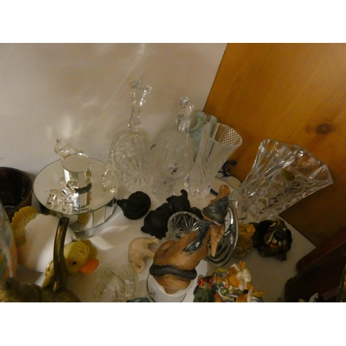 420 - Collection of household items including glass ware, vases, animal figures, etc.