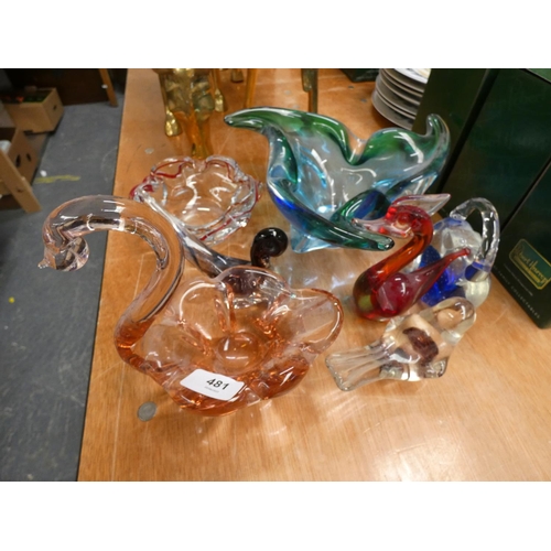 481 - Collection of art glass including bowls birds, paperweights, etc.