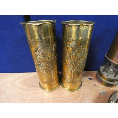 503 - Pair of brass Trench Art shells.