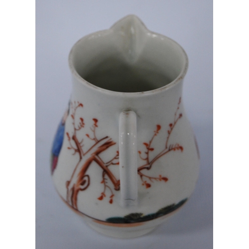 249 - 18th century first period Worcester sparrow beak baluster cream jug, polychrome decoration with chin... 