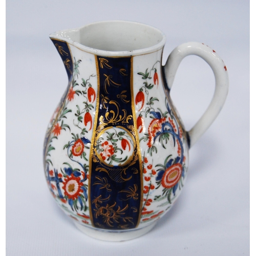 250 - 18th century first period Worcester Imari sparrow beak baluster cream jug, with all over Imari flora... 