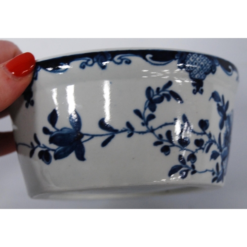 255 - 18th century Caughley porcelain slop bowl, c. 1780 in blue underglaze with floral sprays, T mark to ... 