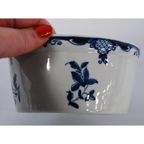 255 - 18th century Caughley porcelain slop bowl, c. 1780 in blue underglaze with floral sprays, T mark to ... 