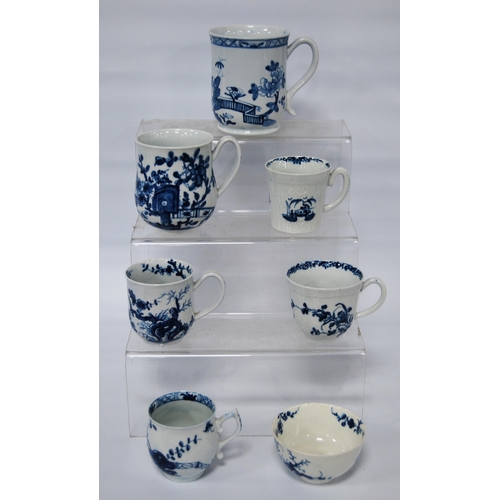 257 - Group of 18th century Caughley and similar porcelain to include coffee cups, tea bowl and tea cups w... 