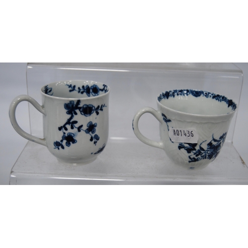 257 - Group of 18th century Caughley and similar porcelain to include coffee cups, tea bowl and tea cups w... 