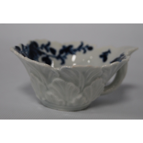 258 - 18th century first period Worcester blue and white porcelain butter boat, c. 1758 - 60, in the 'Mans... 