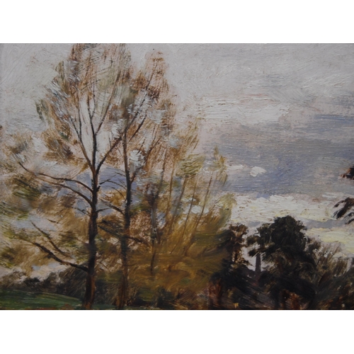 349 - Scottish School in the Manner of John MacWhirterFly fishingSigned indistinctly, oil on board, 23.5cm... 