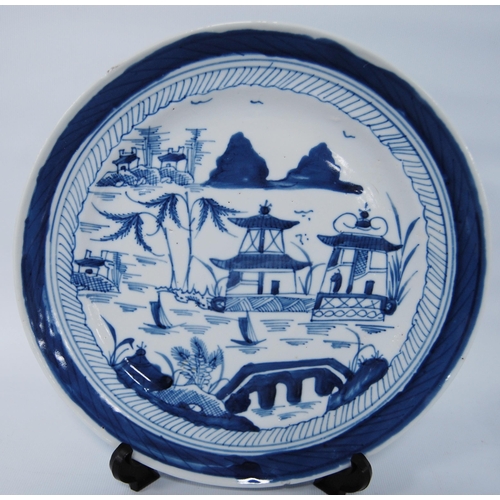 298 - Chinese export Kraak porcelain plate, unmarked, probably Kangxi period, decorated all over with blue... 