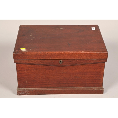 306 - Vintage mahogany chest with brass mounts , 51.5 x 37 x 30 cm