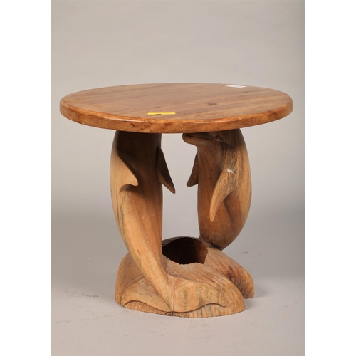 475 - Contemporary stand/ stool with carved dolphins