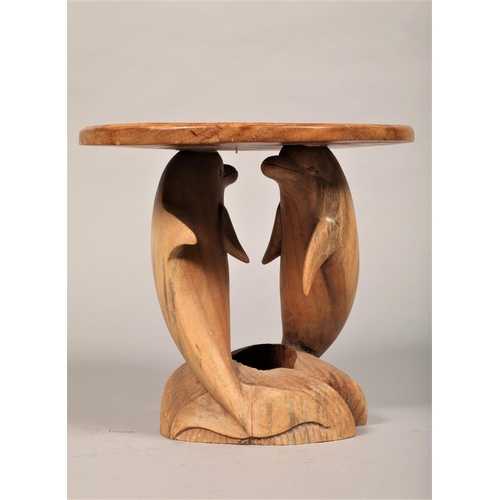 475 - Contemporary stand/ stool with carved dolphins