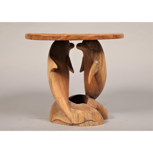 475 - Contemporary stand/ stool with carved dolphins