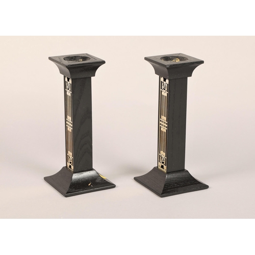 338 - Mackintosh design style mirror and candlesticks