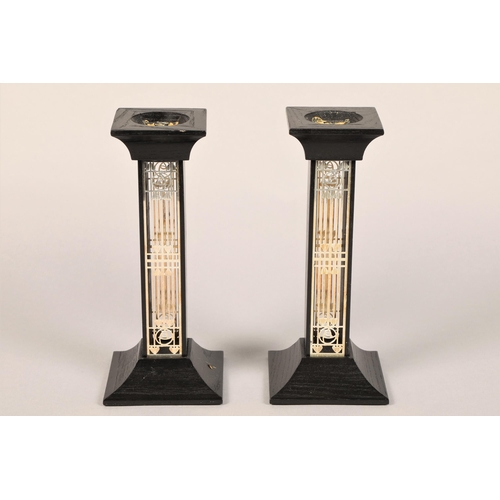 338 - Mackintosh design style mirror and candlesticks