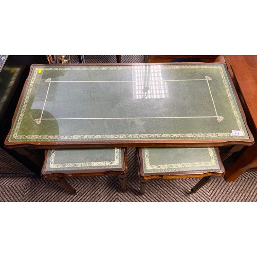 474 - Rectangular nest of tables with embossed leather top