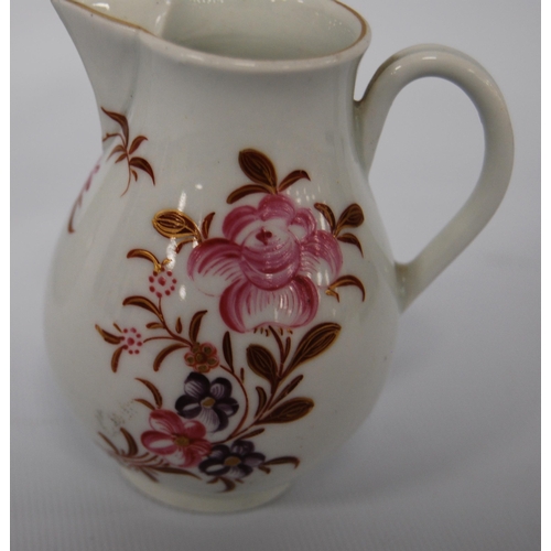 254 - 18th century sparrow beak cream jug, c. 1770, probably first period Worcester, decorated with polych... 