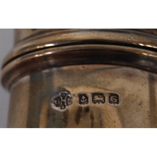 48 - Silver sugar sifter of baluster shape on circular foot, hallmarks for Birmingham 1931-32, 7cm high, ... 