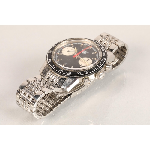 161 - Heuer Autavia Chronograph wristwatch, model 7763T, c. early 1970s, the round black dial with applied... 