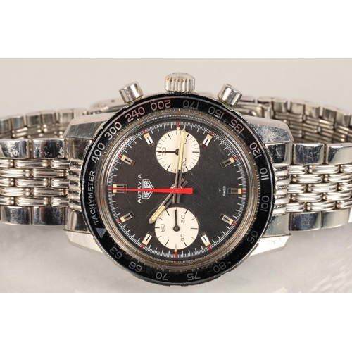 161 - Heuer Autavia Chronograph wristwatch, model 7763T, c. early 1970s, the round black dial with applied... 