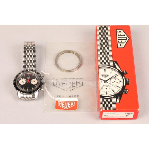 161 - Heuer Autavia Chronograph wristwatch, model 7763T, c. early 1970s, the round black dial with applied... 