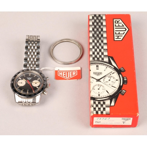 161 - Heuer Autavia Chronograph wristwatch, model 7763T, c. early 1970s, the round black dial with applied... 