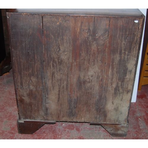 415 - 18th century walnut inlaid writing bureau, the fall front enclosing fitted drawers and pigeon holes ... 