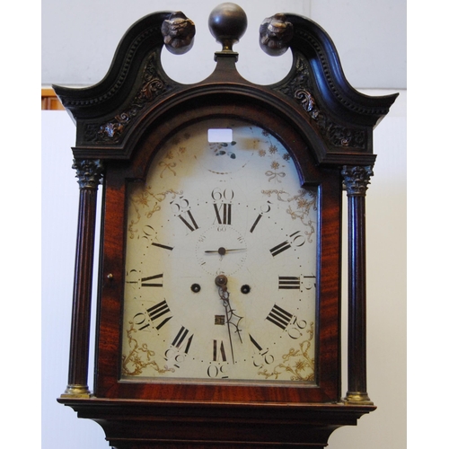 167 - Georgian eight day mahogany inlaid longcase clock, c. early 19th century, the 12in painted dial with... 