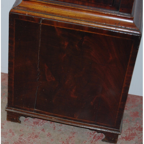 167 - Georgian eight day mahogany inlaid longcase clock, c. early 19th century, the 12in painted dial with... 