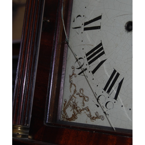 167 - Georgian eight day mahogany inlaid longcase clock, c. early 19th century, the 12in painted dial with... 