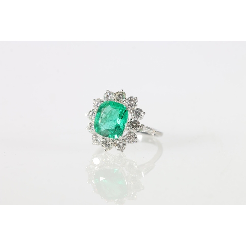 118 - 18ct gold emerald and diamond cluster ring, emerald weight approximately 1.76ct, diamond weight appr... 