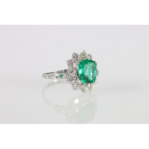 118 - 18ct gold emerald and diamond cluster ring, emerald weight approximately 1.76ct, diamond weight appr... 