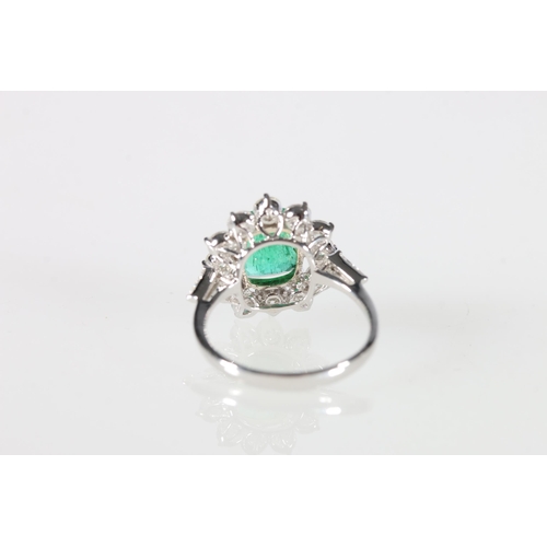 118 - 18ct gold emerald and diamond cluster ring, emerald weight approximately 1.76ct, diamond weight appr... 