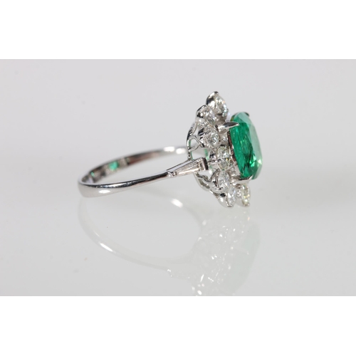 118 - 18ct gold emerald and diamond cluster ring, emerald weight approximately 1.76ct, diamond weight appr... 