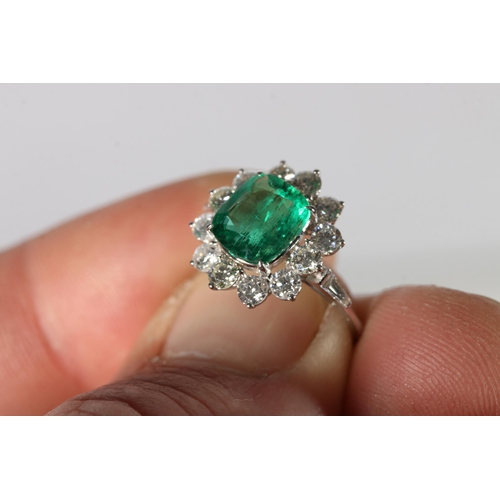 118 - 18ct gold emerald and diamond cluster ring, emerald weight approximately 1.76ct, diamond weight appr... 