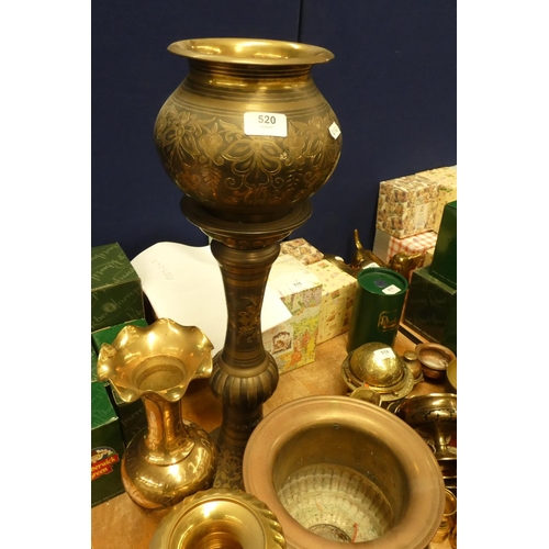 520 - Brass jardiniere and vases etc.