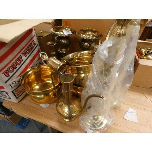 645 - Various brass ware including candlesticks etc.