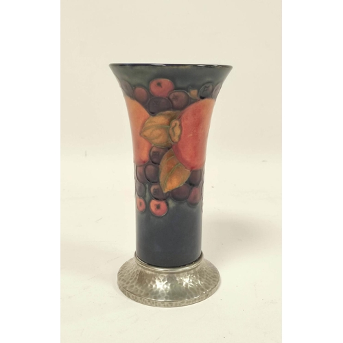 255 - William Moorcroft Pomegranate design Tudric pewter based vase for Liberty & Co, the tube lined v... 