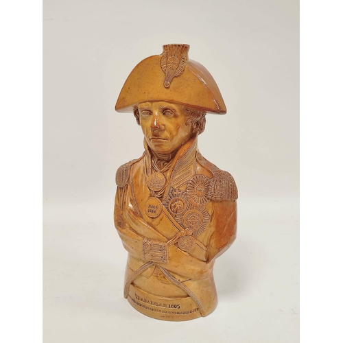 290 - 19th century salt glazed portrait jug by Doulton & Watts Lambeth Pottery, modelled as Admiral Lo... 