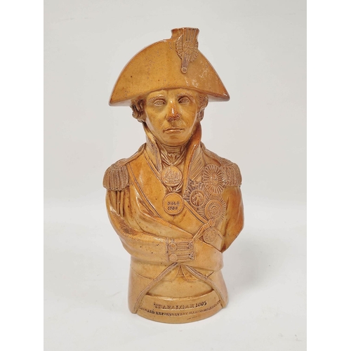 290 - 19th century salt glazed portrait jug by Doulton & Watts Lambeth Pottery, modelled as Admiral Lo... 