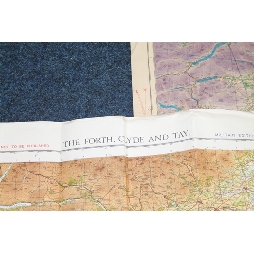 246 - Two military edition vintage maps of The Forth, Clyde and Tay and another (2)