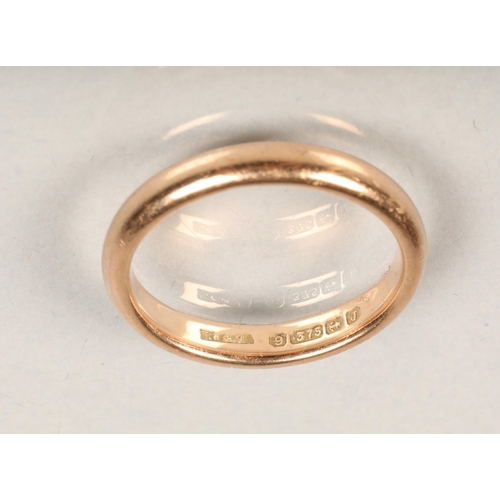 49 - 9ct rose gold wedding band ring size Oweight 3.5 grams