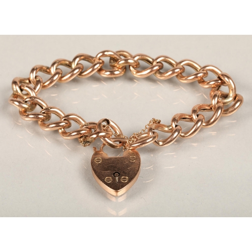 74 - 9ct rose gold heart locket chain bracelet weight 12g