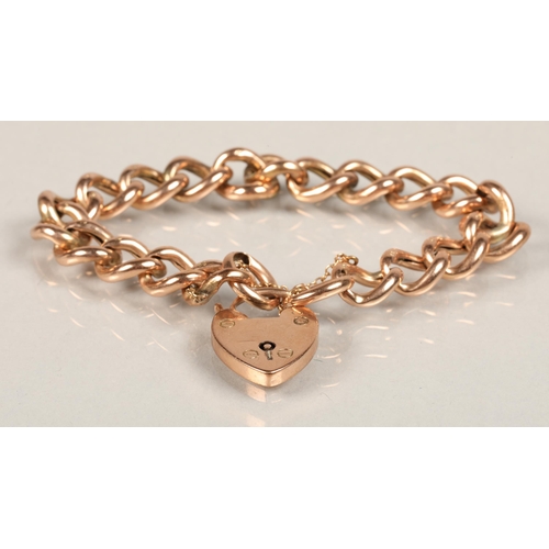 74 - 9ct rose gold heart locket chain bracelet weight 12g