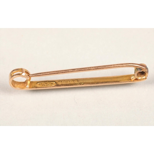 77 - 9ct gold safety pin weight 2g