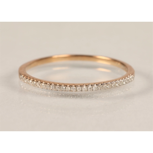 80 - Ladies 10k gold half eternity ring set with small Diamondsring size Q