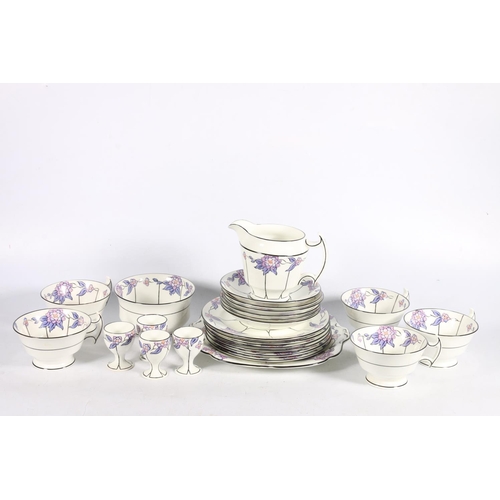 106 - Collingwood floral decorated part service to include soup bowls, four egg cups, plates etc