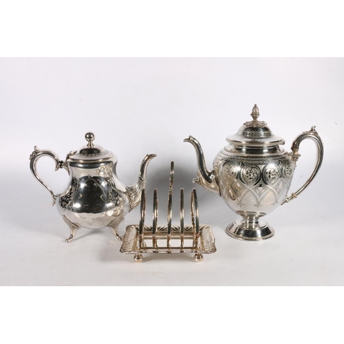 109 - Victorian ep teapot another similar and a toast rack