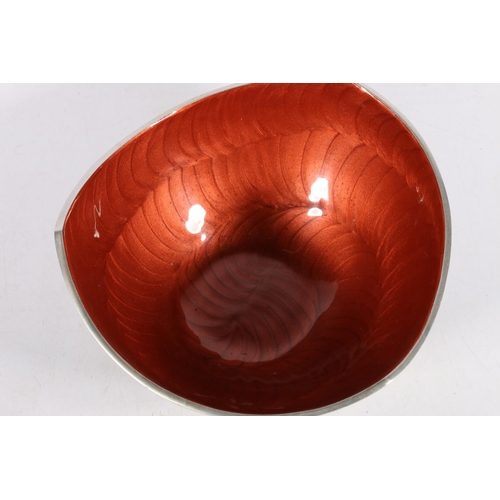 47 - Armeient, New York metal, orange interior, shaped bowl.