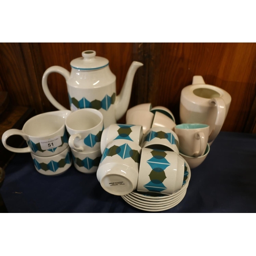 51 - Midwinter coffee set and a Poole part tea set.