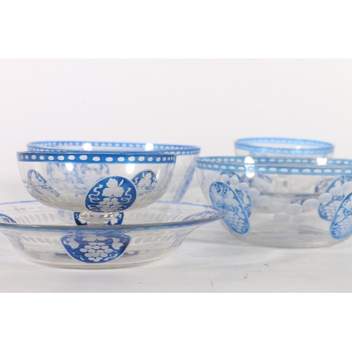 83 - Flash cut finger bowls, saucers and stemmed dishes, two of each, stemmed dishes measure 5cm.  (6)